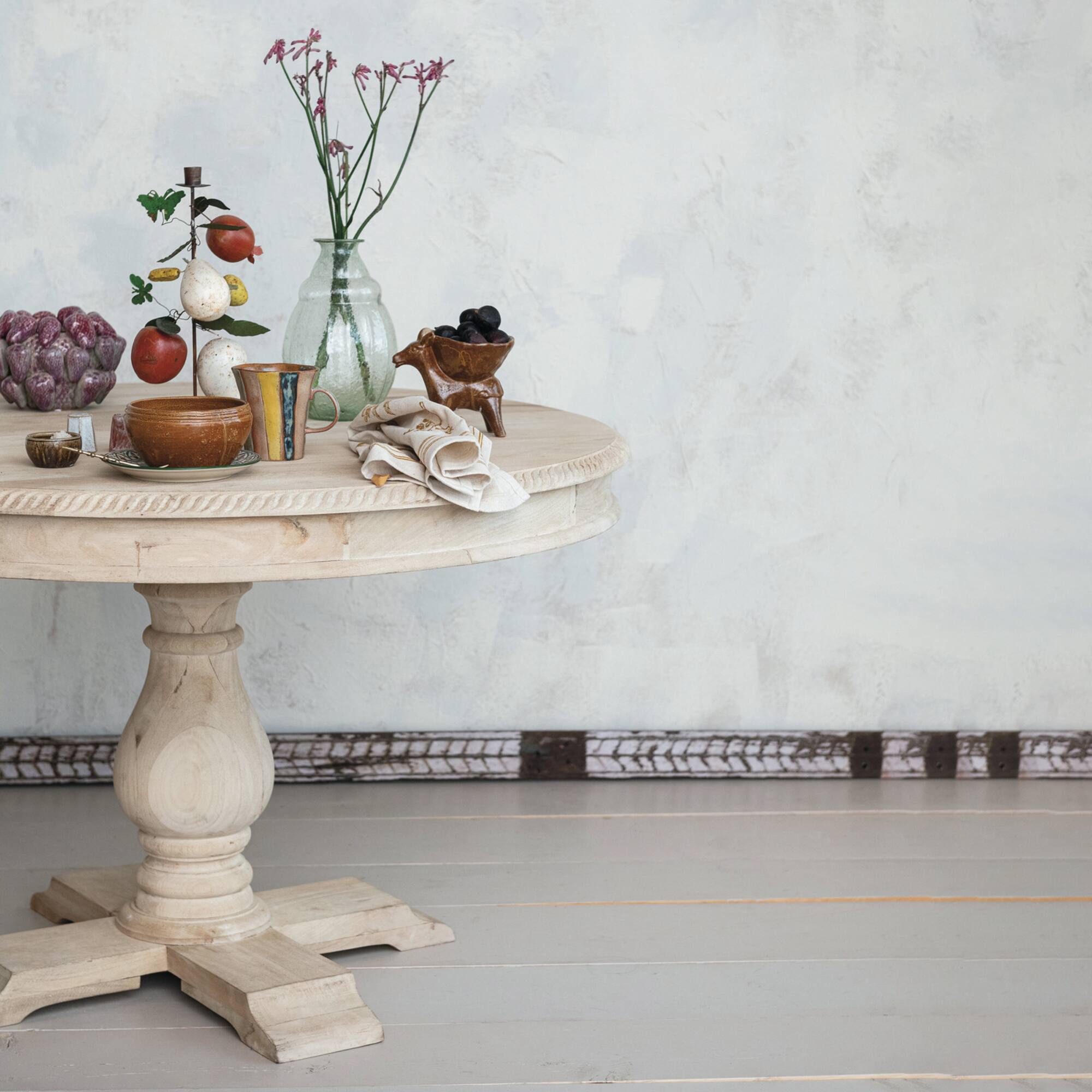 Hello Honey® 9.75" Clear & Light Green Round Serene Glass Vase